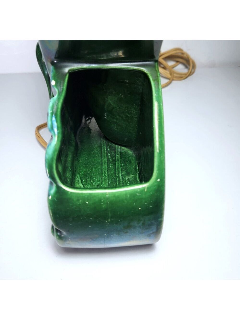 Vintage Ceramic Planter Lamp – Leaping Deer – Mid Century Green Glaze - Picture 9 of 15